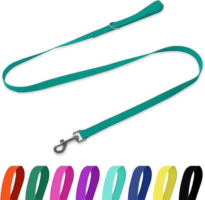Waterproof Dog Leash, 5/6 FT Durable Odor-Proof Dog Leashes with Strong Metal Hooks Fits Small Medium or Large Dogs (Emerald Green, 6FT - 1 inch Width)