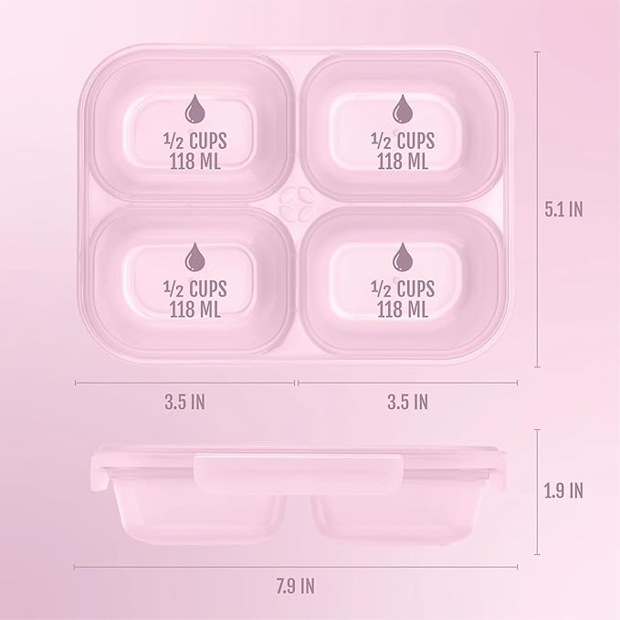 Ello Snap & Nest 10-Piece 2 Cup Plastic Divided Snack Pack Set, Reusable Food Containers for Healthy Eating, Freezer, Dishwasher Safe, Berry Fields