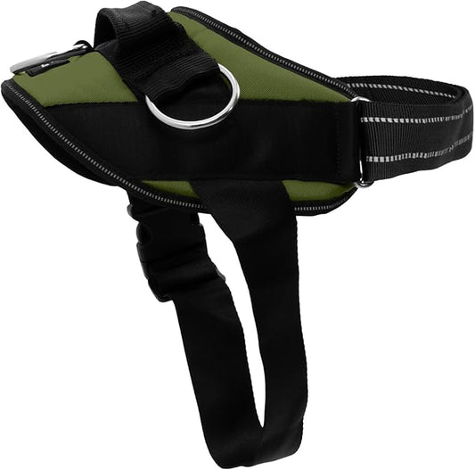 ShawnCo Essential Dog Harness, No-Pull Pet Vest with 3 Leash Clips, No Choke, Reflective, Adjustable and Padded, for Easy Walking and Training for Small, Medium and Large Dogs (Olive Green, L)