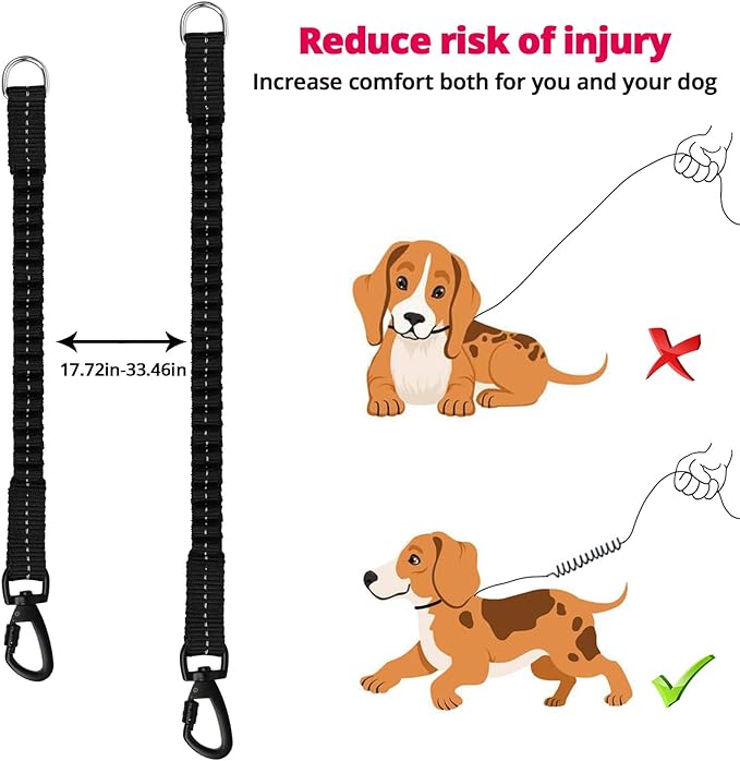 jenico Long Dog Leash 15FT: Heavy Duty Nylon Rope Leashes for Dogs Training with Reflective Threads Bungee and Padded Handle - Dog Lead for Large Small Medium Dogs Outside Walking Hiking - Pink