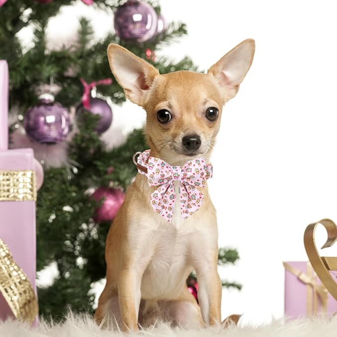 Unique style paws Cartoon Dog Collar with Bowtie Spring Summer Puppy Collar with Flower for Small Medium Large Boys Girls Dogs