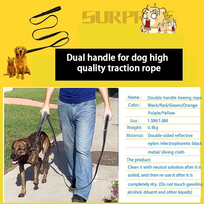 Dog Leash, Heavy Duty Dog Leash, Leashes for Large Breed Dogs .5FT.6FT, Double Handle Dog Leash, Reflective Training Lead, Perfect for Medium to Large Dogs(5FT, Red)