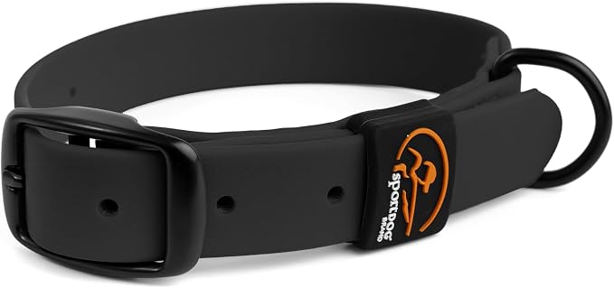 SportDOG Rugged Utility Collar – Waterproof and Stink-Proof – Premium Soft-Touch Material – Stress-Tested, Durable Hardware – Silicon Strap Keeper – Black – Medium