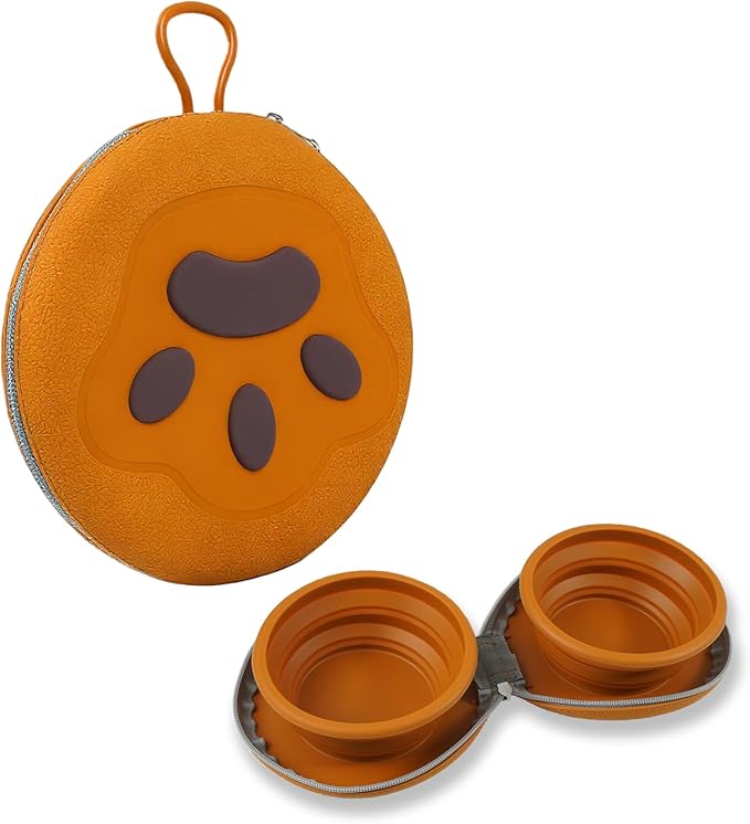 Zegcohjave Collapsible Dog Bowls,Travel Dog Bowl, Dog Water Bowl,Cat Bowl,Portable Pet Bowl, Suitable for Travel, Camping, and Hiking(Brown)