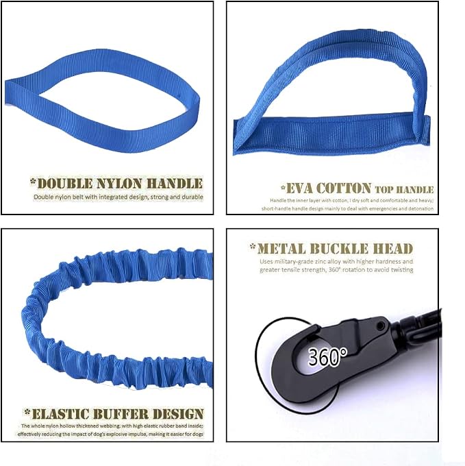 Tactical Dog Collar and Leash Set Adjustable Military Nylon Dog Collar with Control Handle and Heavy Duty Metal Buckle for Large Dogs（Dark Blue L