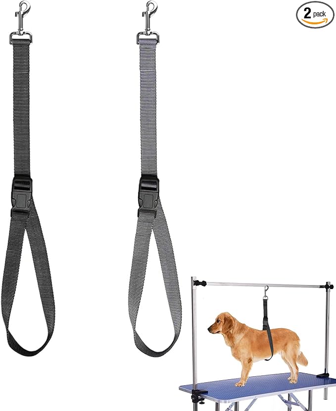 Dog Grooming Loops Belly Straps for Dog Grooming Dog Bath Tether Straps Adjustable Nylon Sling Bathing Arm Accessories Extension DogLeash for Bathing (Grey Black)