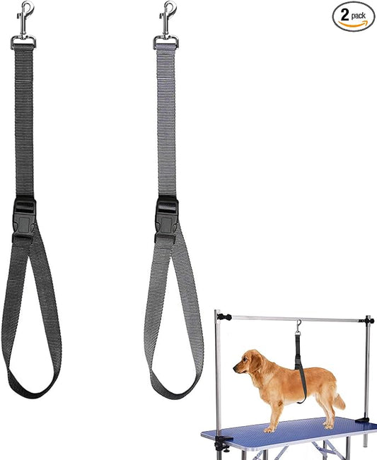 Dog Grooming Loops Belly Straps for Dog Grooming Dog Bath Tether Straps Adjustable Nylon Sling Bathing Arm Accessories Extension DogLeash for Bathing (Grey Black)