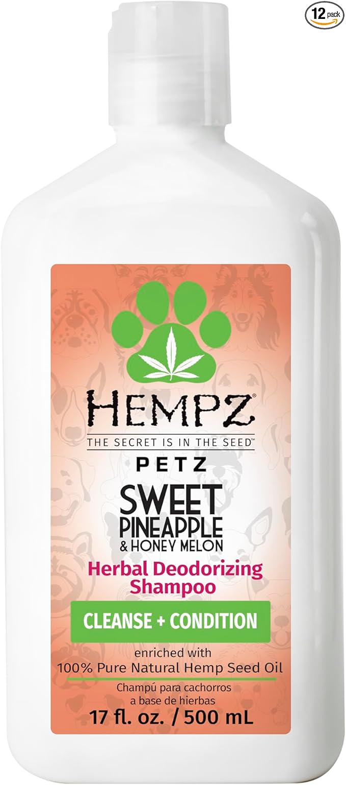Hempz Petz, Dog Shampoo, Sweet Pineapple Deodorizing Shampoo, Cleans, Conditions & Moisturizes, 17 oz