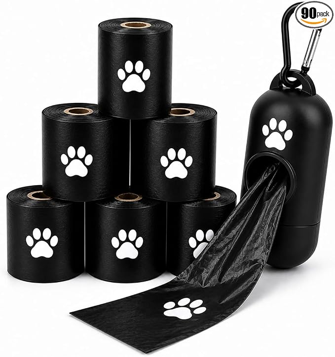 Leak-Proof Dog Poop Bags, Extra Thick Pet Waste Bags, Large Earth-Friendly Unscented Refill Rolls for All Dog Breeds (90 bags)