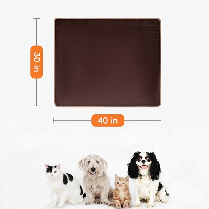 Waterproof Dog Blankets, 30"x40" Cat Blanket for Indoor Cats, Soft Fluffy Sofa Car Bed Protector, Reversible Leakproof Flannel Puppy Blanket for Small Medium Dogs(Brown)
