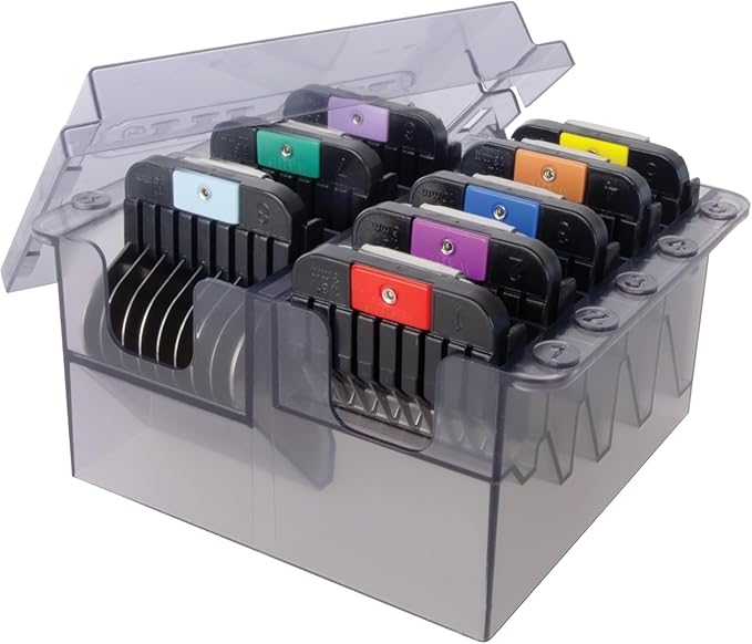 Wahl Pro Animal Stainless Steel Attachment Guide Comb Set for Detachable Blade Clippers - KMC+, KM10+, KM2+, KM Velocity, Supera, Inspire, Thick-Curly - Pet, Dog, Cat, & Horse Grooming - Multicolor 1
