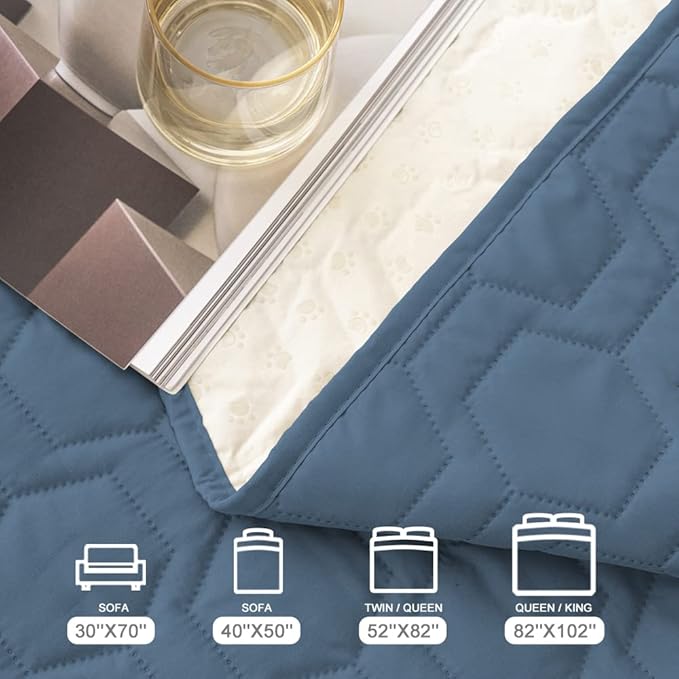Tcksstex Waterproof and Non-Slip Dog Bed Cover and Pet Blanket Sofa Pet Bed Mat ，car Incontinence Mattress Protectors Furniture Couch Cover for Most Cats Dogs, Pets（30x70- Navy Blue）