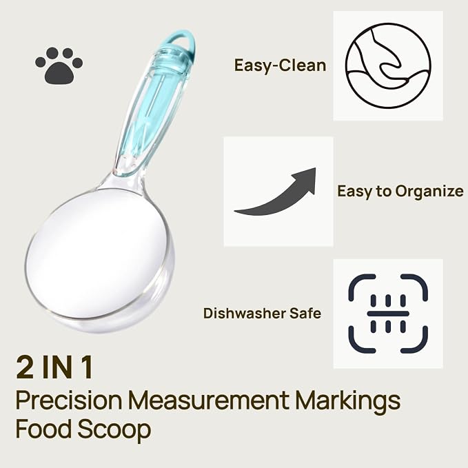 Pet Cat Dog Food Scoop, Dog Cup Capacity Cat Food Scooper With Sealing Clip, Puppy and Cat Coffee Bean, Flour Scoop Light Bule