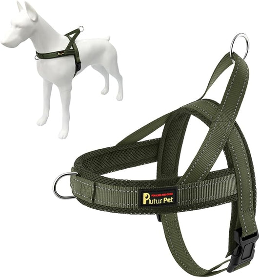 Plutus Pet No Pull Dog Harness with Breathable Mesh Padded, Adjustable Reflective Escape Proof Dog Harness, Quick Fit Dog Vest Harness for Small Medium Large Dogs(XL, Ranger Green)