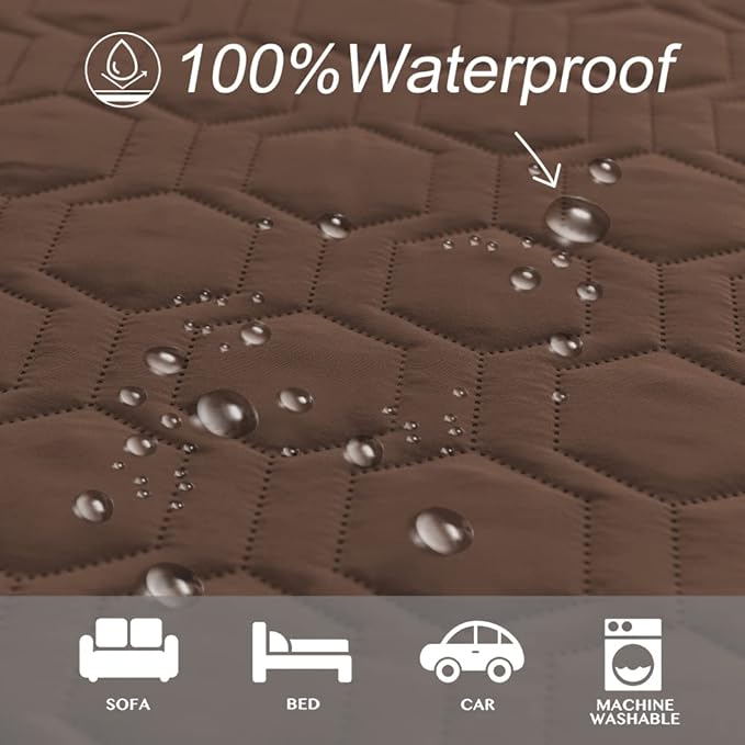 Tcksstex Waterproof and Anti-Slip Dog Bed Cover and Pet Blanket Sofa Pet Bed Mat car Incontinence Mattress Protectors Furniture Couch Cover for Most Cats Dogs, Pets（40x50-Chocolate）