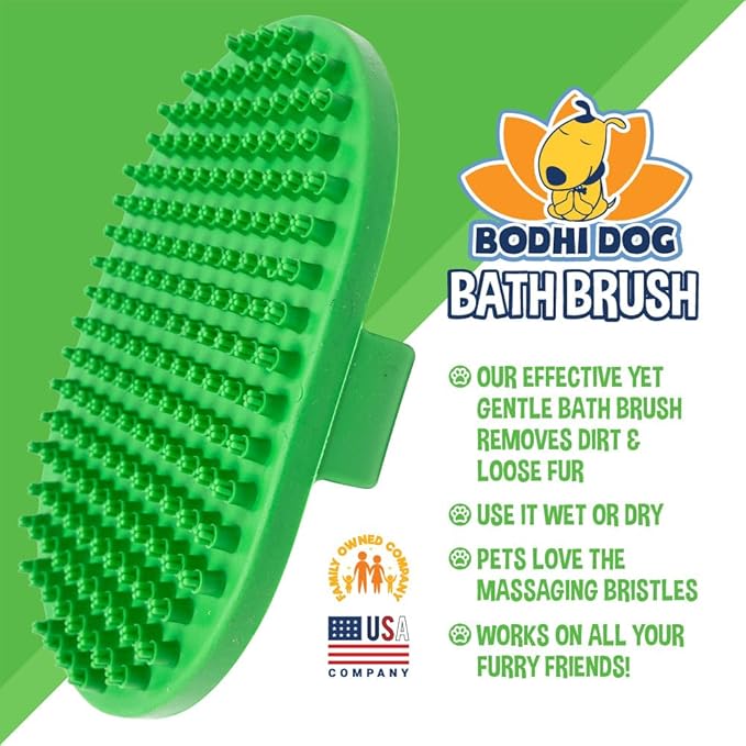 Bodhi Dog Shampoo Brush - Pet Grooming & Bath Supplies for Dogs and Cats - Bath Brush for Long & Short Hair - Premium Scrubber for Shower, Showerhead, Sprayer & Bathing (One Pack, Green)