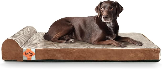 Laifug Orthopedic Dog Beds for Large Dogs,3" Memory Foam Dog Beds,Durable Water Proof Liner Removable and Washable, Nonskid Bottom, Brown 40"x25"x3"