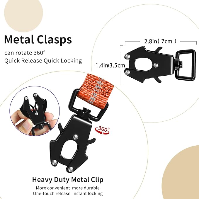 Heavy Duty Tactical Dog Leash, 4-6FT Shock Absorbing Bungee Lead with 2 Padded Handles, Metal Carabiner & Seatbelt Clip, Reflective No-Pull Leash for Medium/Large Dogs (Orange)