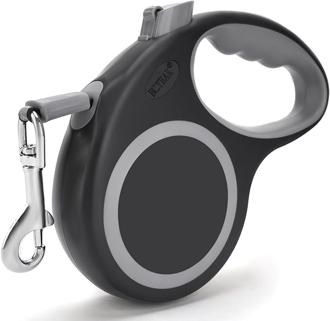 Retractable Dog Leash, Heavy Duty Dog Leash for Dogs up to 110lbs, Strong Nylon Tape No Tangle, One-Handed Brake, Pause, Lock, Perfect for Medium Large Dogs; Black (Black, 16 FT (0-55 lbs))
