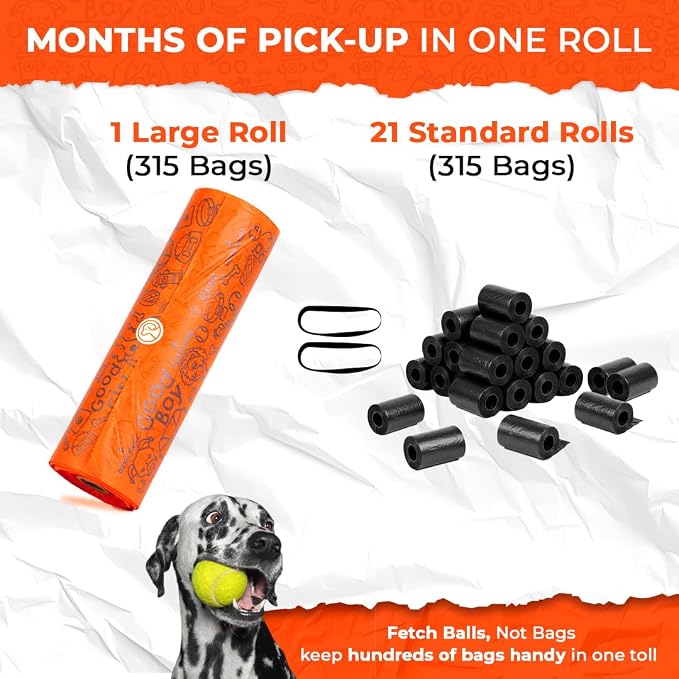 PEXTER Waste Station Bags – Large Roll Dog Poop Bags (315 Count) – Extra-Strong, Leak-Proof & Unscented – Fits Most Pet Waste Stations, Dog Station Bag & Outdoor Dispensers