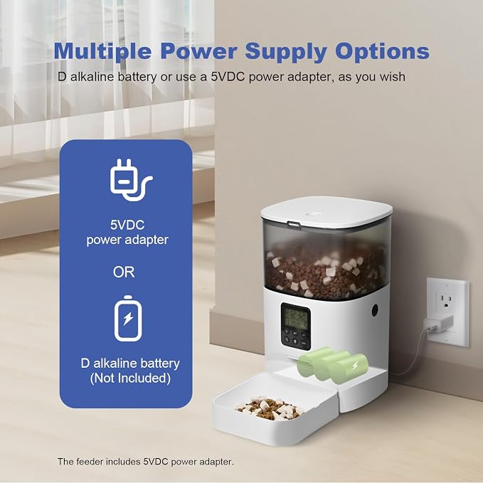 ANDOLL HOME Automatic Cat Feeder, 4L Cat Food Dispenser with 10s Voice Recorder, Pet Feeder up to 8 Meals per Day, Timed Dog Feeder with Dry Food Sealed Ring