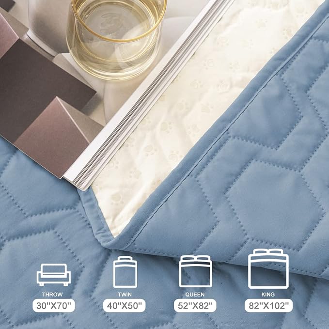 Tcksstex Waterproof and Anti-Slip Dog Bed Cover and Pet Blanket Sofa Pet Bed Mat ，car Incontinence Mattress Protectors Furniture Couch Cover for Most Cats Dogs, Pets（68x82- Stoneblue）