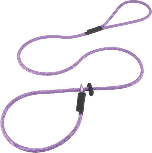 Slip Lead Dog Leash – Strong Nylon Training Rope with Spring-Loaded Adjustable Stopper – 5/16" x 4/5/6ft -No Pull Heavy Duty Leash for Small Medium Large Dogs(Light Purple, 5 FT)