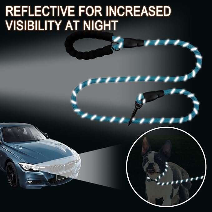 BARKBAY Dog Leashes for Large Dogs Heavy Duty Dog Leash 2 Pack 5 FT with Comfortable Padded Handle Highly Reflective Threads for Medium Large Dogs Walking Training Running (5FT-1/2,Blue+Black)