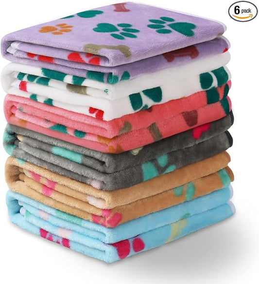 Luciphia 1 Pack 6 Dog Blankets Cat Soft Fluffy Fleece Pet Blanket Warm Cute Print Design Puppy Kitten Doggy Bone Large(41"x31")