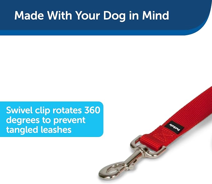 PetSafe Nylon Dog Leash Strong, Durable, Traditional Style Lead with Easy to Use Bolt Snap for Small, Medium and Large Dogs 3/8" x 6', Red