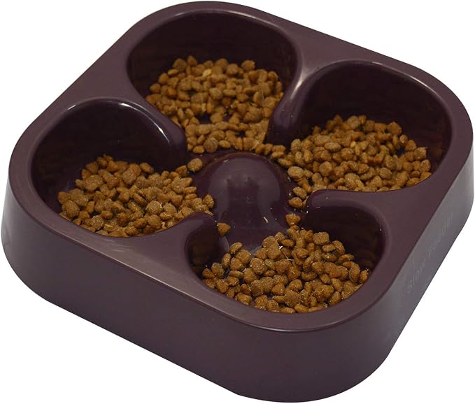 Healthy Slow Feeding Dog Bowl for French Bulldog -Slow Feeder Dog Bowl No Chocking Dog Cat Food Water Bowl with Four-Leaf Clover Pattern (Coffee)