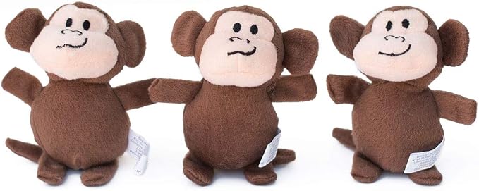 ZippyPaws Burrow Replacement Miniz - Interactive Dog & Puppy Toys for Boredom, Stimulating Pet Products to Keep Them Busy, Plush Refills for Hide & Seek Puzzle, Squeaky Toy for Enrichment - Monkeys