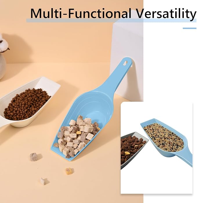 Dog Food Scoop, 2 Cup Capacity Dog Food Scoop With Measuring Lines For Dog, Puppy and Cat Coffee Bean Scoop, Flour Scoop (Blue)