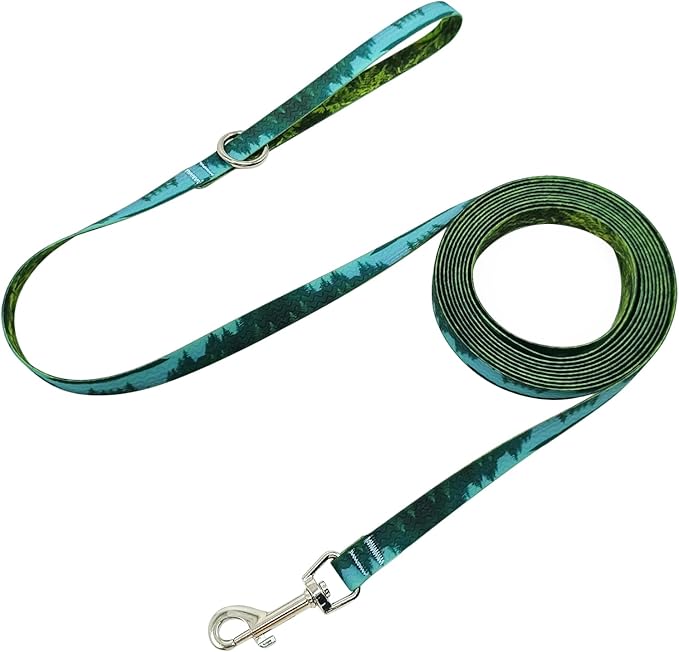 WYuZe Waterproof Dog Leash 12FT, Odor-Proof Strong Coated Nylon Leash Easy to Clean, Lightweight for Small Dogs Outside Walking, Training, Beach Playing (12ft, Forest)