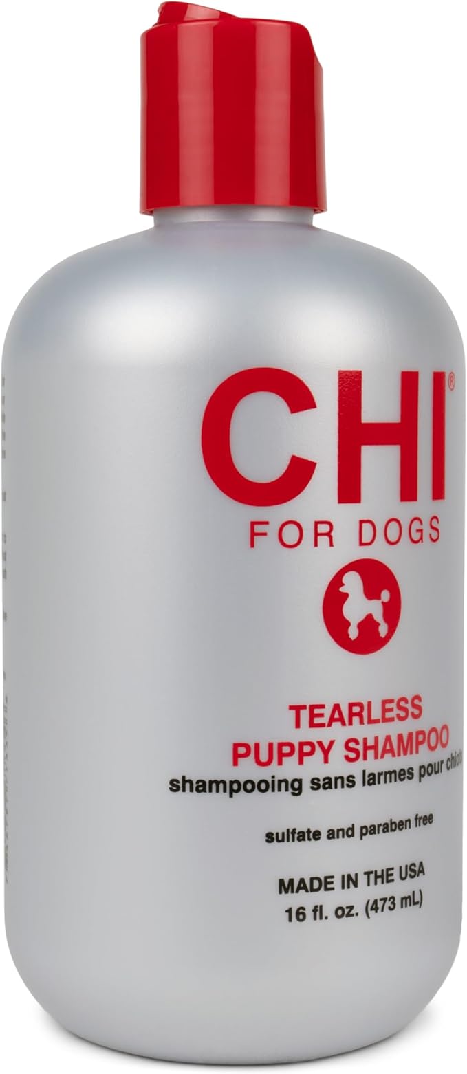 CHI for Dogs Tearless Puppy Shampoo with Silk Protein, Gentle Dog Wash for Young Coats, pH Balanced Sulfate and Paraben Free Formula, Puppies 8 Weeks+, Made in the USA, 16 Fl Oz
