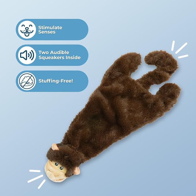 Best Pet Supplies Squeaky Dog Toys with Soft Durable Fabric for Small, Medium and Large Pets Interactive Toy for Indoor Play, Supports Active Biting and Play - Monkey, Medium