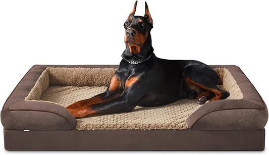 INVENHO Orthopedic Dog Bed for Extra Large Dogs, XXL Egg-Crate Foam Dog Couch with Washable Removable Cover, Waterproof Lining and Nonskid Bottom