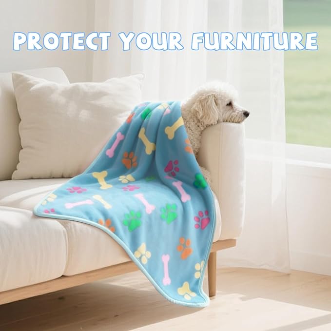 YUEPET Waterproof Dog Blankets, 2 Pack Washable Dog Blankets for Bed Couch Sofa Protector Fleece Flannel Puppy Blanket Soft Plush Reversible Throw Blanket for Small Dogs Cats 23"×16"(Black+Blue)