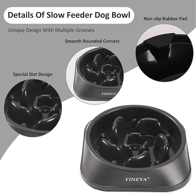 YINEYA Slow Feeder Dog Bowls, Pet Supplies that Slow Down Eating, Pet Food Bowls, Maze Dog Puzzle Feeder for Medium Breed
