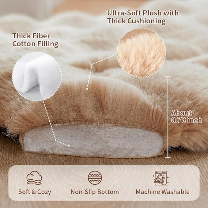SOMAHE Large Dog Bed Mat, Extra Large Plush Faux Fur Washable Pet Bed for Large Dogs, Non-Slip Fluffy Dog Mat – Machine Washable XL Dog Sleeping Pad for Large Breeds, 35 x 27 Inch Coffee