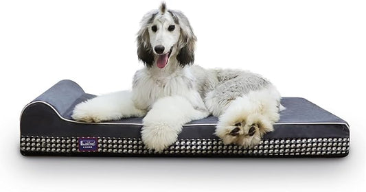 Laifug Orthopedic Dog Beds for Large Dogs,4.5" Memory Foam Dog Beds,Durable Water Proof Liner Removable and Washable, Nonskid Bottom, Black and White Plaid 46"x28"x4.5"