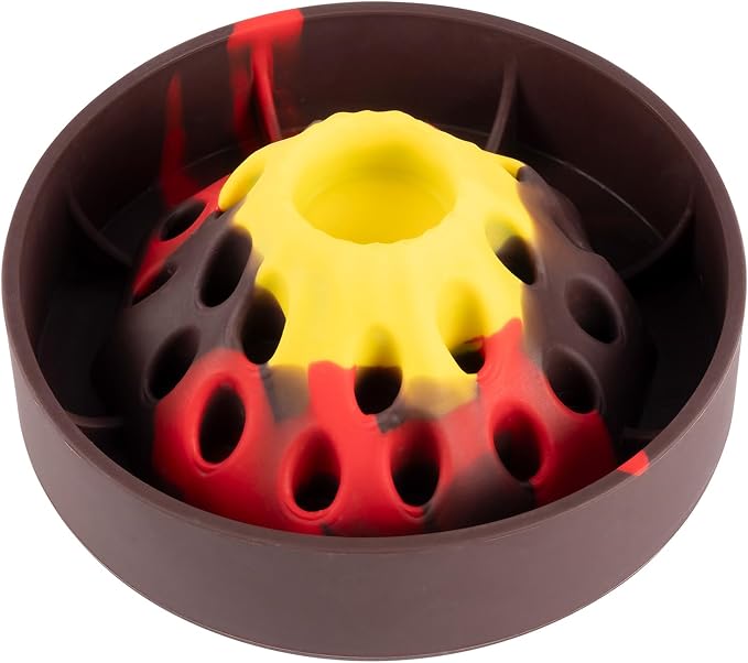 PEGGY11 Volcano-Shaped Silicone Slow Feeder Bowl for Dogs | Raised center design, Multiple Food Pockets, Nonslip base, Dishwasher-safe, Food-grade material, Mealtime enrichment