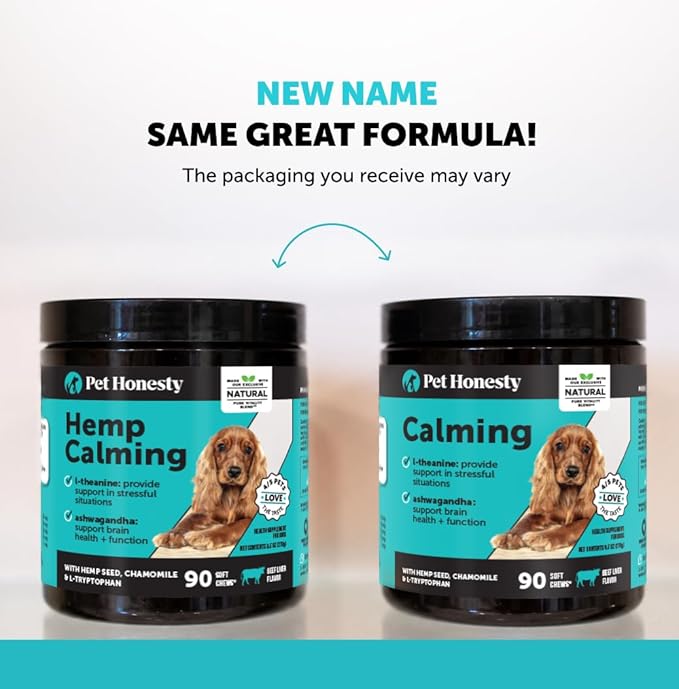Natural Hemp Dog Calming Chews for Occasional Anxiousness & Stress - Calming Treats for Thunderstorms, Fireworks, Separation & Travel - with Ashwagandha, L-Theanine, Valerian Root (Beef Liver, 90 Ct)