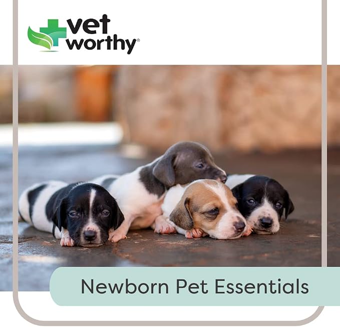 VetWorthy 7-Piece Canine Nursing Kit - Dog Nursing Set for Orphaned and Newborn Puppies - Pet Feeding Support Kit with Feeding Bottle, Milk Bottle Brush, and 5 Nipples