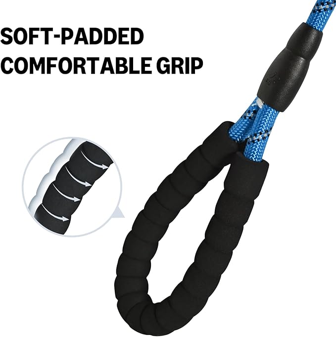 Amazon Basics Round Dog Leash, Heavy Duty, Durable Rope for Small, Medium, and Large Dogs, Lightweight Design for Walking, Training, and Outdoor Activities, Blue, 6 Ft