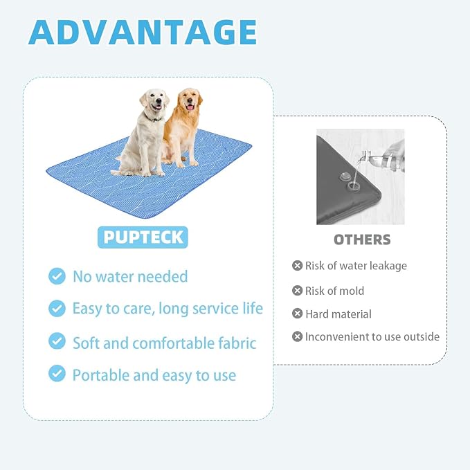 PUPTECK Dog Cooling Mat Pad for Medium Large Dogs, Cooling Blanket for Kennels Crate Floor, Dog Cat Summer Sleeping Bed Outside, Washable & Portable, XX-Large 60"x80"