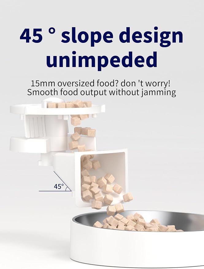 Automatic Cat Feeder, 2.4GHz WiFi Automatic Dog Food Dispenser, Fresh Protection, 4.5L Timer Feeder, Personalized Recording 10 Seconds, Easy to Clean, Stainless Steel Bowl (Double/White)