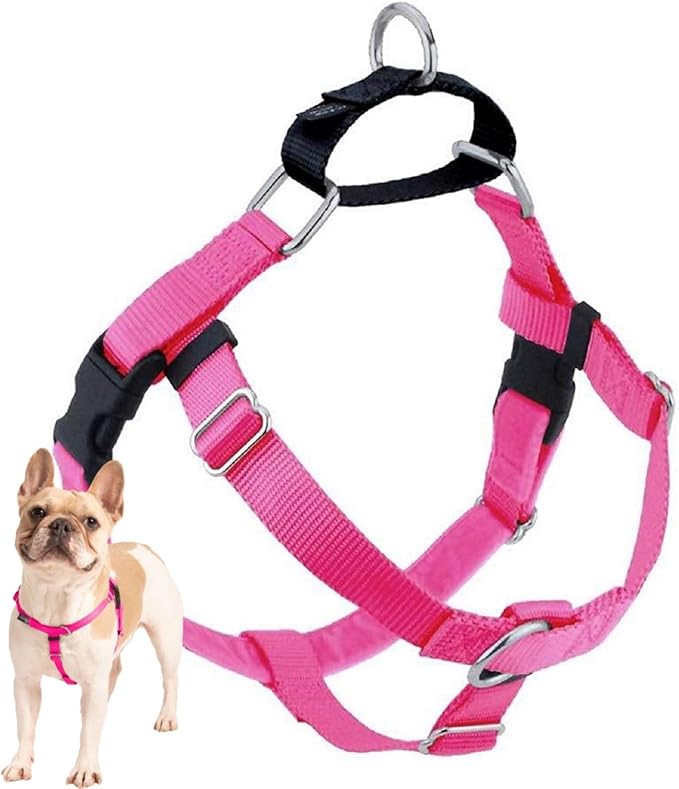 2 Hounds Design Freedom No Pull Dog Harness, Adjustable Harness, Easy Walking & Comfortable Control, Fits Small, Medium & Large Dogs, Solid Colors, Made in USA, 5/8" MD, Hot Pink