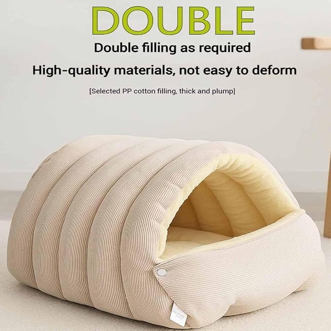 Cozy Monster Cat Bed, Cave Cat Beds for Indoor Cats, Cozy Pet Nest for Cats and Dogs,Self Warming,Cozy& Soft Plush,Anti-Slip & Durable,Removable Cushioned for Cat Small Dogs (Medium,Green)