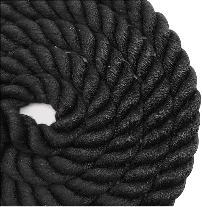 BTINESFUL 3FT/ 5FT/ 10FT Cotton Rope Dog Leash, Strong Braided Dog Leash Soft Handle Pet Traction for Large Medium Dogs Walking, Hiking, Camping, Exploring (1/2" x 10ft, Black)